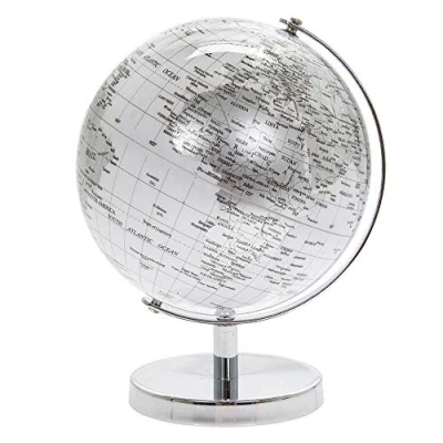 Image of Rotating Globe Model 1 Piece Silver &amp; White 15 cm x 19