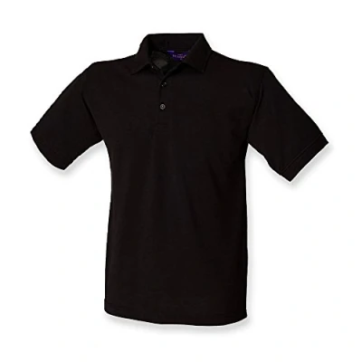Image of Henbury Heavy Pique Polo Shirt : Color Black Size M
