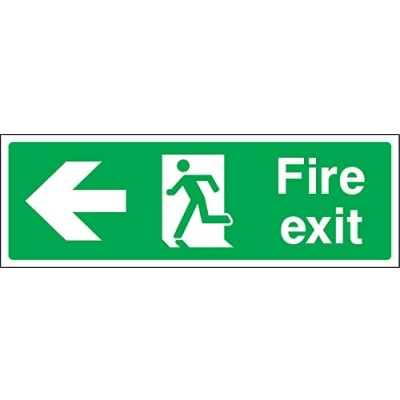 Image of Fire exit Left Safety Sign Self Adhesive Sticker 300mm x 100mm