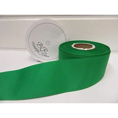 Image of Beautiful Ribbon 2 metres of 50mm Grosgrain Ribbed Bright Emerald Green Double Sided 50 mm 5cm 2&quot; Inch