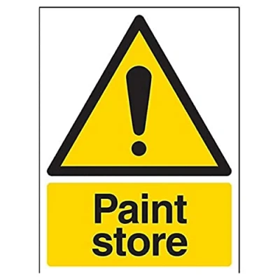 Image of V Safety Paint Store Warning Sign 150mm x 200mm Self Adhesive Vinyl