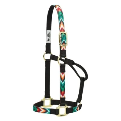Image of Weaver Leather Chevron Non Adjustable Nylon Horse Halter, Average, Black/Multi