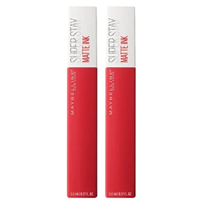 Image of Maybelline New York SuperStay Matte Ink Lip Tint Uniform covering result with tip applicator Color 20 Pioner Long Lasting 16h 2 Lipsticks