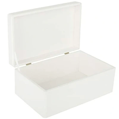 Image of Creative Deco Large White Wooden Storage Box 30 x 20 14 cm (+/ 1 cm) with Hinged Lid Gift for Christmas Xmas Kitchen Wood Keepsake Memory Craft Chest