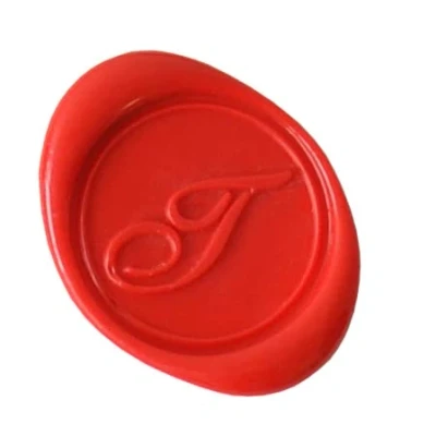 Image of Herbin 40120T Copperplate round seal with varnished wooden handle, letter T