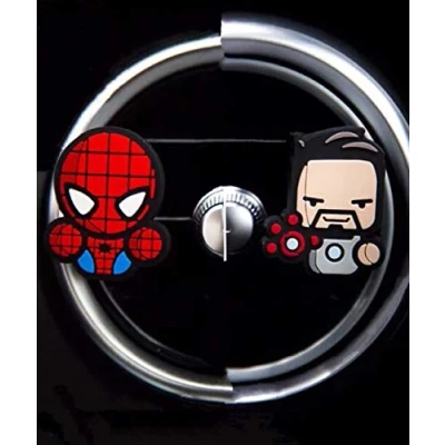 Image of 7 COLOURS 2 x Coolest Novelty Car Air Fresheners! Spiderman, Ironman, Marvel Avengers, Game Of Thrones, Deadpool. Transform Your Boring Car! (Avengers: Spider Man &amp; Iron Tony Stark)(Fresh Lemon)
