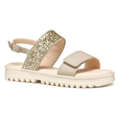 Image of Geox Coralie Sandals for kids, Size: 1, Beige/platinum Pu