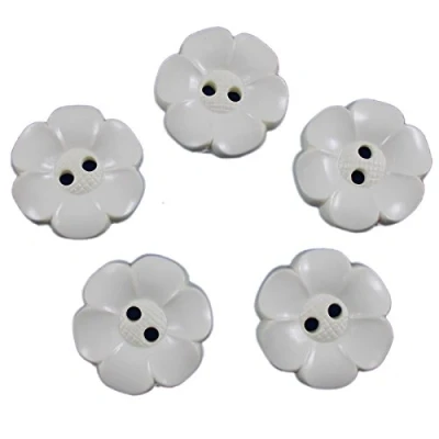 Image of Large Daisy Flower Feature Buttons 38mm Pack of 5 (Cream)