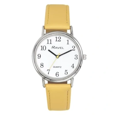 Image of Ravel Women&#039;s Pastel Coloured Everyday Watch (27mm case) Analogue Quartz R0137.09.2 Lemon/Silver Tone