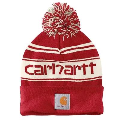Image of Carhartt Mens Knit Cuffed Rib Fold Up Logo Beanie
