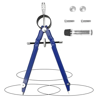 Image of Professional Compass with Lock 10 Inches Diameter Geometry Compass, Drawing Extra Screws and Lead Refills, Tool, Drafting,
