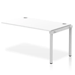 Image of Impulse Bench Single Row Ext Kit 1400 Silver Frame Desk White