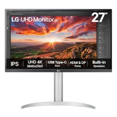 Image of LG Electronics UHD 4K Monitor 27UP850K, 27 Inch, 4K, 60Hz, 5ms Response Time, IPS Panel, HDMI, DisplayPort, USB C (White)