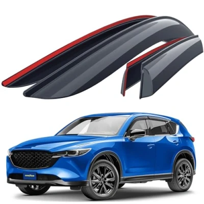 Image of Goodyear wind deflector for/compatible with Mazda CX 5 SUV 2017 2024 door rain deflectors,car accessories, car deflectors, tape on 4 pieces,Dark smoky