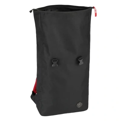 Image of FOCO Officially Licensed Manchester United FC Black on Roll Top Football Backpack