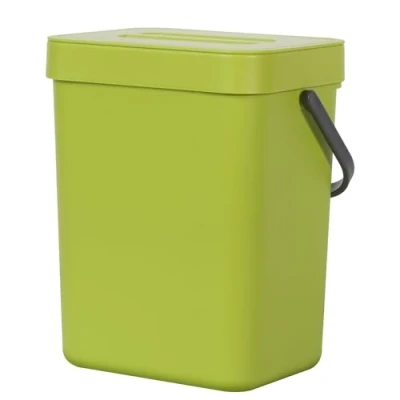 Image of EKO Puro Mini Wall Mounted Kitchen Trash Can with Lid, Food Waste Caddy, 1.32 Gall / 5L (Green)
