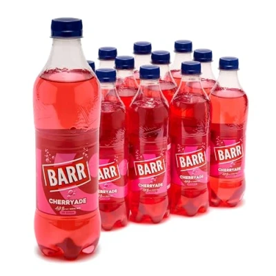 Image of BARR since 1875, 12 Pack Cherryade, Zero No Sugar Cherry Flavoured Fizzy Drink &quot;Fizzingly Fun&quot; x 500ml Bottles