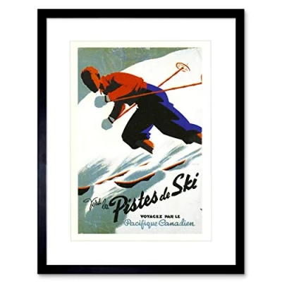 Image of Wee Blue Coo Travel Tourism Winter Sport Ski Snow Piste Canada Framed Wall Art Print