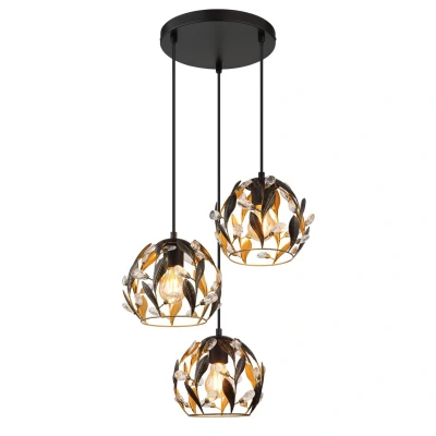 Image of Mika Cluster Pendant Ceiling Light Matt Black 3x E27