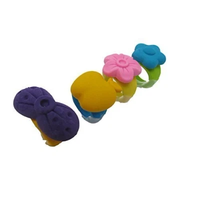 Image of Fat catz copy Set of 4 Novelty Collectable Colourful Cute Girls Fashion Rings Japanese Style Erasers Rubbers (not Iwako)