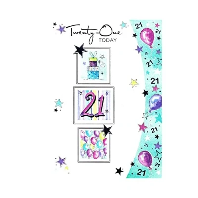 Image of 21st Birthday Card `Twenty one Today` Greetings Card.