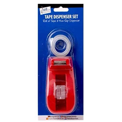 Image of Small Tape Dispenser Heavy Duty Desktop Office SELLOTAPE CELLOTAPE Pack Holder (Red)