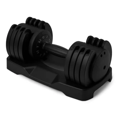 Image of Amazon Basics Adjustable Dumbbell, 12 kg, 5 Weights, Single Dumbbell