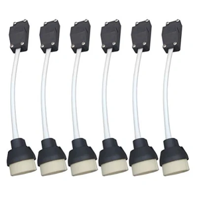 Image of JaneYi (6 Pack) GU10 Lamp Holder Ceramic Base and Terminal Block/Bridge With Cable Insulation Sleeve Bulb Socket Connector Adaptor for LED Halogen