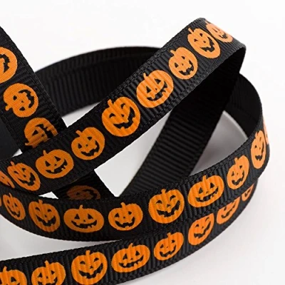 Image of Pumpkin Halloween Grosgrain Ribbon 9mm x 5 Metres Black