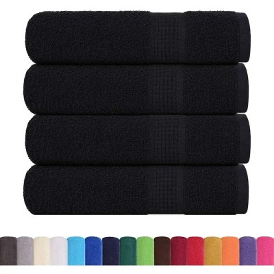 Image of vidaXL Hand Towels 4 pcs Black 50x100 cm 360 gsm 100% Cotton