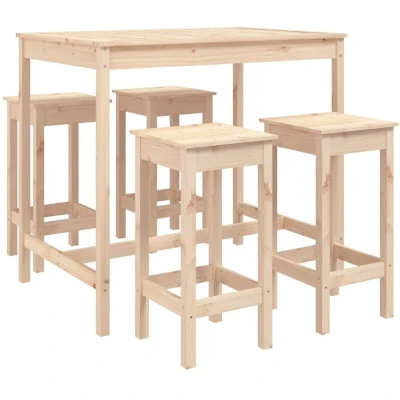 Image of vidaXL 5 Piece Garden Bar Set Solid Wood Pine