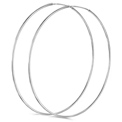 Image of Amberta Women’s 925 Sterling Silver 75 mm Hoop Earrings
