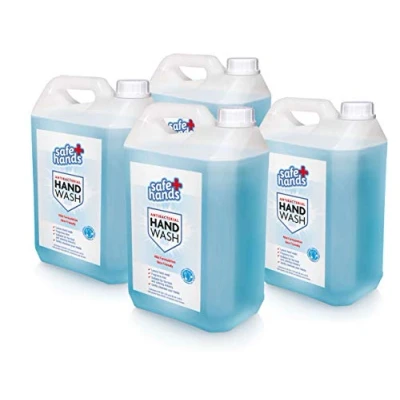 Image of Safe Hands Hand Wash Liquid Soap Unfragranced 5 Litre Refill (4 Bottles) Bulk Buy Antibacterial &amp; Antiviral Cleans and Protects Kind to Skin Tested Certified