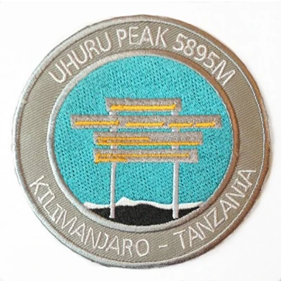Image of Mount Kilimanjaro Uhuru Peak Iron on Patch / 3.5 Inch Embroidered Tanzania Trekking Badge Souvenir