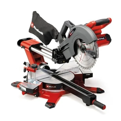 Image of Einhell Power X Change 36V Cordless Sliding Mitre Saw 254mm, LED, Laser Guide, 340mm Drag, 45 Mitre, +/ 47 Bevel TE SM 36/10 Li Single Circular (Batteries Not Included)