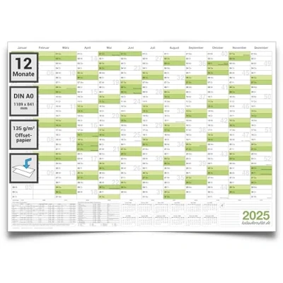 Image of Kalenderoutlet DIN A0 Wall Calendar 2025 Year Planner XXL Folded Very Large German Language
