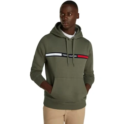 Image of Tommy Hilfiger Chest Insert Hoody Hoodie, Men&#039;s, Size: Small, Green