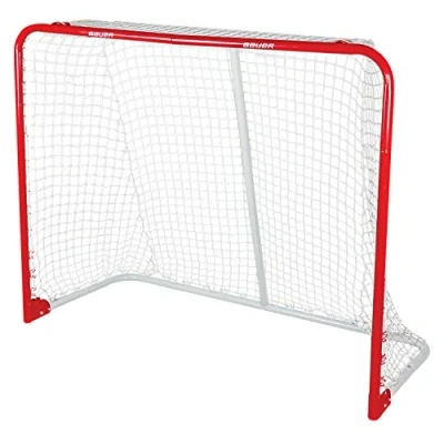 Image of Bauer Deluxe Rec Steel Goal 54 Inch Street Hockey Goal, Red, 137 x 112 61 cm