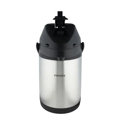 Image of Pioneer Flasks Stainless Steel Airpot Hot Cold Water Tea Coffee Dispenser Conference Event Flask, 3 litres, Silver (SS30HC)