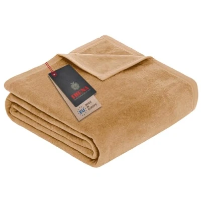 Image of Ibena blanket/throw, cotton blend, camel, 150 cm x 200