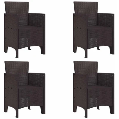 Image of vidaXL Garden Chairs 4 pcs Brown Poly Rattan
