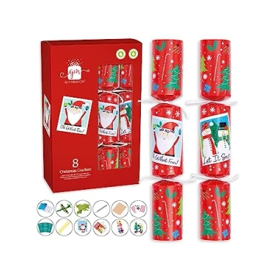 Image of Giftmaker Pack 8 Red Santa &amp; Snowman Design Novelty Traditional Family Christmas Crackers