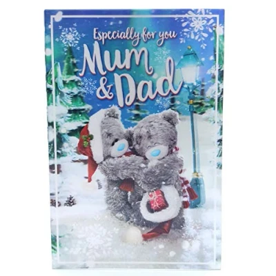 Image of Me To You Bear 3D Holographic Mum &amp; Dad Christmas Card