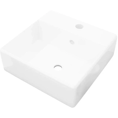 Image of vidaXL Ceramic Basin Square with Overflow and Faucet Hole 41 x cm