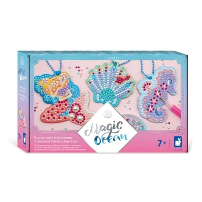 Image of Janod Magic Ocean 3 Diamond Keychains Keychain Making Kit Child Craft Fine Motor Skills and Concentration Learning from 7 Years Old J07793