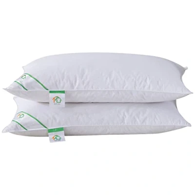 Image of SUFUEE Goose Feather and Down Pillows Pair, Luxury with 100% Cotton Cover, Medium Soft Firmness, Hotel Quality(48X74cm)