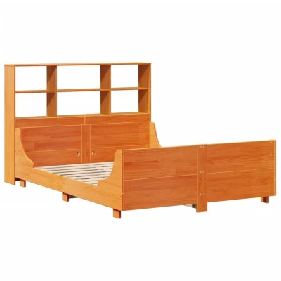 Image of vidaXL Bookcase Bed without Mattress Wax Brown 120x190 cm Small Double Solid Wood