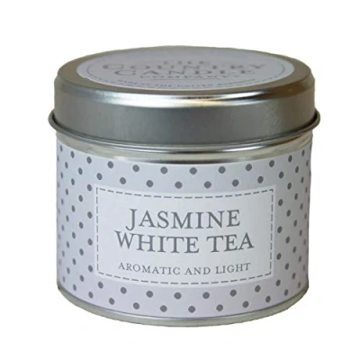 Image of The Country Candle Company Polka dot Tin Jasmine White Tea Scented, Up to 35 Hours Burn Time