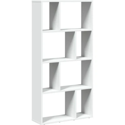 Image of vidaXL Bookcase Bookshelf Storage Cabinet 8 Compartment White Engineered Wood Modern Freestanding Display Shelf