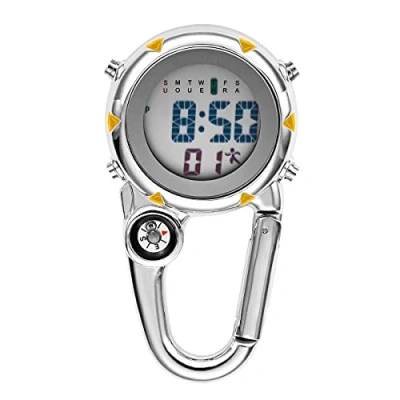 Image of JewelryWe Men Women Digital Clip Watch Mini Microlight Backpack Buckle Belt fob for Rock Climbing Doctors Nurses Chefs